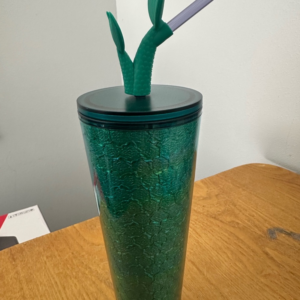 Green Mermaid Tail Tumbler with Lid and Straw